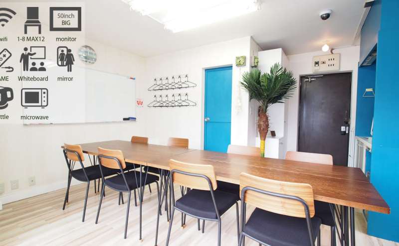 渋谷 レンタルスペース【マリブ】定員8～12名ブルーと白が美しい貸し会議室のイメージ画像